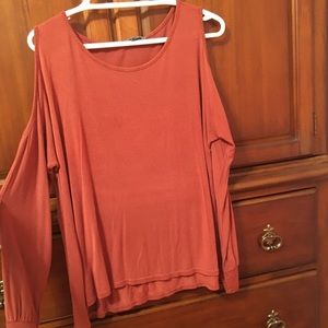 American Eagle shoulder-less burnt orange shirt
